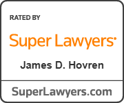 Super Lawyers badge featuring attorney James D. Hovren. The badge displays the orange Super Lawyers logo and website, signifying that the attorney has been selected through a patented multiphase selection process that includes independent research, peer nominations, and peer evaluations recognizing outstanding lawyers who have attained a high degree of professional achievement and peer recognition.